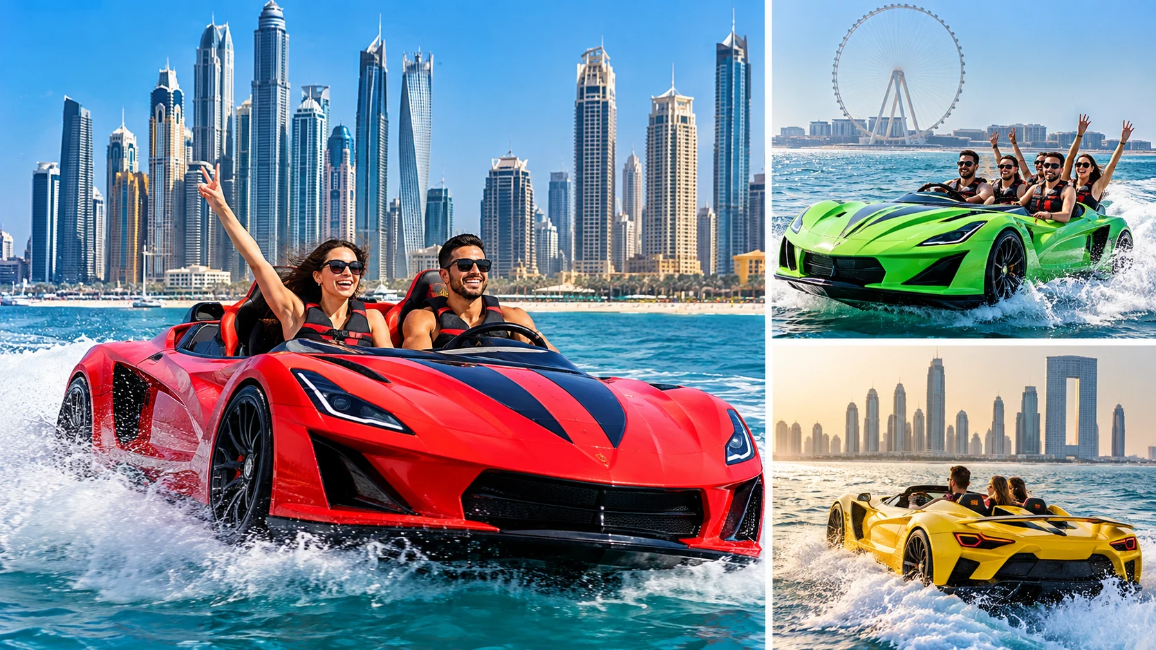 Jet Car Dubai water adventure with Dubai skyline